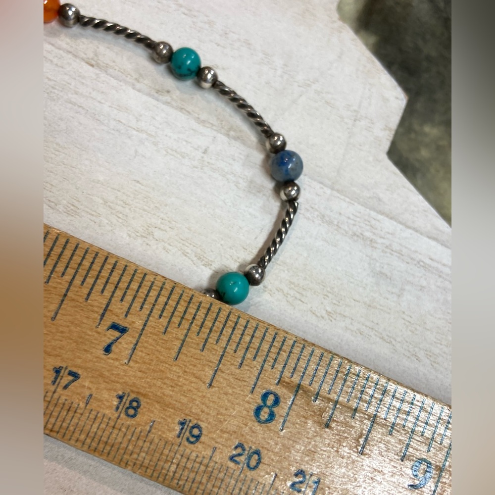 Carolyn Pollack Relios Sterling 16โ Necklace Malachite Turquoise Lapis Amber - Picture 7 of 11